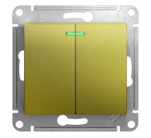Glossa Фисташковый Выключатель 2-клавишный с подсветкой, сх.5а, 10AX  GSL001053  SE