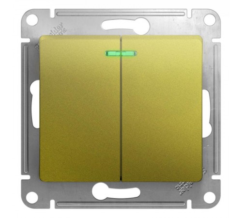 Glossa Фисташковый Выключатель 2-клавишный с подсветкой, сх.5а, 10AX  GSL001053  SE
