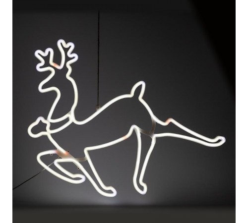 Неоновая фигура Олень, холодный белый свет,  ENIOF - 14  ,  64*60 см, 220V, длина провода 1 м, IP44  Б0051952  ЭРА