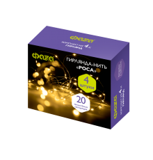 Комплект гирлянд декоративных, питание от ЭП  DC-G05-20YS4, комплект 4 шт., желт. 20 LED, 2xCR2032, IP20  .5048034  ФАZА