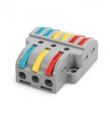 Строительно-монтажная клемма СМК ответвительная сечение 0,08 - 4 мм  3-проводная 6 выводов серая (20 шт/уп)  PR08.12598  Промрукав