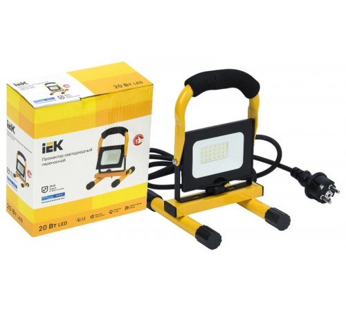 Прожектор светодиодный СДО 06-20П переносной 6500К IP65 черный  LPDO603-020-65-K02  IEK