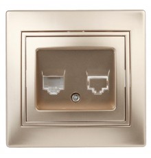 1-303-04 Intro Розетка информационная RJ45, IP20, СУ, Plano, шампань  Б0030087  Intro