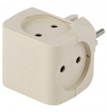 Тройник SP-4-I  4гн, без заземл (сл. кость) (10/60/2880)  Б0008206  ЭРА