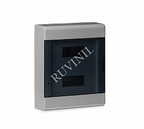 Щиток тусо о/п на 24 мод. с двер. 370х302х95мм (серый с прозрачной дверцей)  68324СП  Рувинил