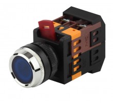 Кнопка управления  ABLFS-22 синий d22мм неон/240В 1з+1р (10/400/3200)  Б0045657  ЭРА