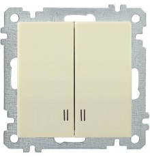 BOLERO кремовый Выключатель 2-клавишный с индикацией 10А ВС10-2-1-Б  EVB21-K33-10  IEK