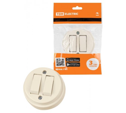 Выключатель 2-кл. открытой установки IP20 10А сл. кость "Ретро"  SQ1806-0510  TDM