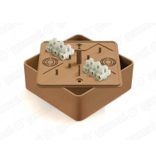 Коробка распределительная для о/п 100х100х44мм с клеммной колодкой ЗВИ-10 (2,5-6мм2) 6 клемм, IP40, цвет -ОРЕХ (25шт)  GE41222-14  GREENEL