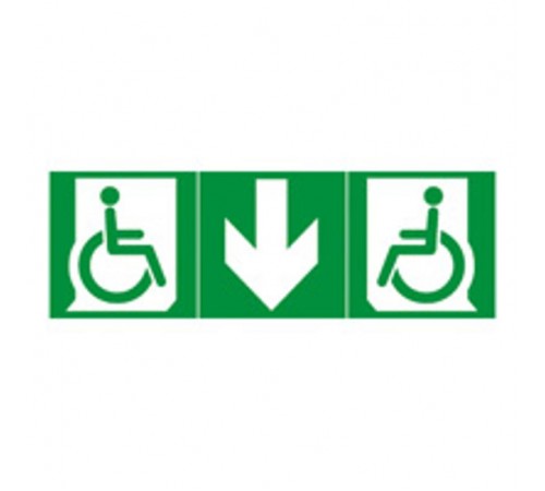 Универсальная самоклеящаяся информационная табличка 218х109 мм "инвалид + стрелка вверх/вниз"  061202  Legrand