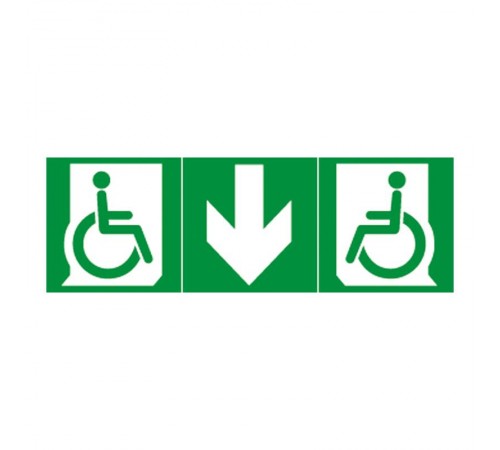 Универсальная самоклеящаяся информационная табличка 218х109 мм "инвалид + стрелка вверх/вниз"  061202  Legrand