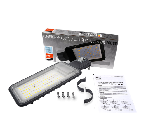 Cветильник светодиодный консольный PSL 08 150w 5000K GR 140/70° IP65 (3г.гар)  .5045842  Jazzway