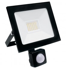 Прожектор светодиодный SFL80-30 с встроенным датчиком 2835SMD 30W 6400K AC220V/50Hz IP65, черный в компактном корпусе  29523  SAFFIT