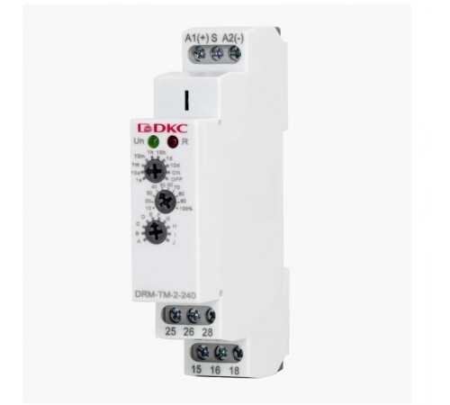 Реле времени многофункциональное, конфигурация контакта 2CO, AС/DC 12-240В  DRM-TM-2-240  DKC