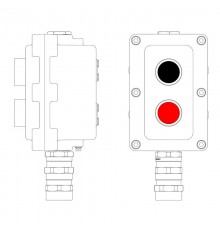 Взрывонепроницаемый пост управления из алюминия LCSD-02-B-MB-P1B(11)x1-P1R(11)x1-PBMB-KA2MHK  LCSD21000053  DKC