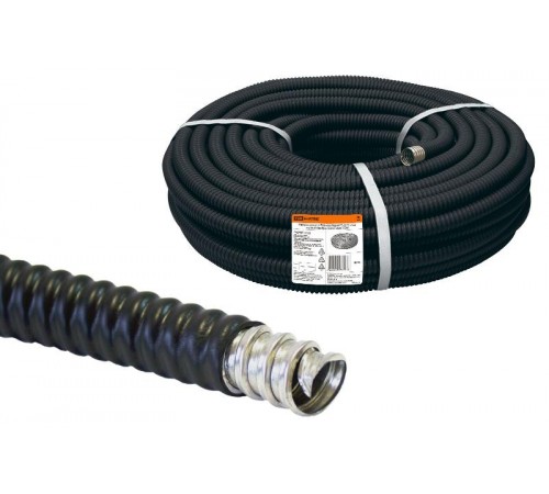 Металлорукав в ПВХ-изоляции Р3-Ц-П нг d 22 черный (20м)  SQ0407-0222  TDM