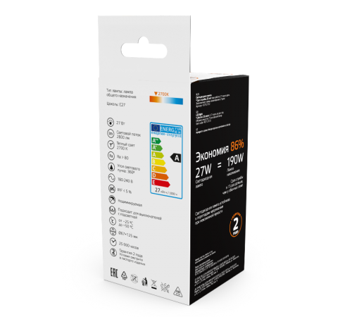 Лампа светодиодная   Basic Filament А70 27W 2800lm 2700К Е27 LED 1/10/40  40712172  Gauss