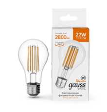 Лампа светодиодная   Basic Filament А70 27W 2800lm 2700К Е27 LED 1/10/40  40712172  Gauss