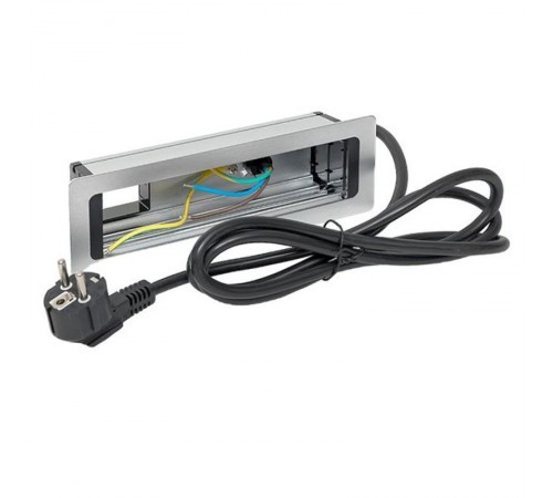 Встраиваемый настольный розеточный блок, 8 модулей, C-Line металлик  cl-vnbin-8-s  EKF