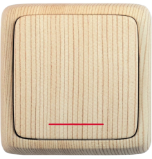 Выключатель открытой установки, одноклавишный, с индикацией, цвет сосна  ВА10-112-02  HEGEL