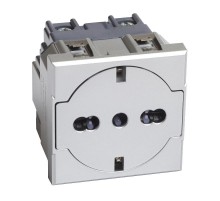 AXOLUTE. Розетка 2К+З 16А 250В, немецкого/итальянского стандартов,с плоской лицевой панелью. Цвет Алюминий  HC4140/16F  Legrand