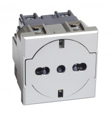 AXOLUTE. Розетка 2К+З 16А 250В, немецкого/итальянского стандартов,с плоской лицевой панелью. Цвет Алюминий  HC4140/16F  Legrand