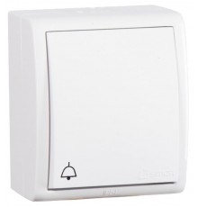 Simon 15 Белый Выключатель 1-кл кнопочный с символом "звонок" с подсветкой, IP54, 10А 250В, винт. зажим  1594160-030  Simon