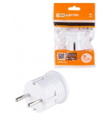 Вилка с/з круглая белая 10А 250В  SQ1806-0199  TDM