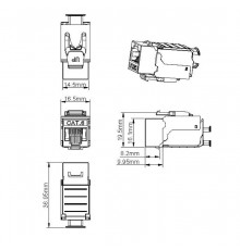 KJ9-8P8C-C6-90-SH-F Вставка Keystone Jack RJ-45(8P8C), категория 6, экранированная  432597  Hyperline