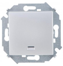 Simon 15 Алюминий Выключатель 1-кл кнопочный с подсветкой, 16А 250В, винт. зажим  1591160-033  Simon