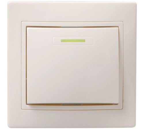 КВАРТА Кремовый Выключатель 1-клавишный с индикацией 10А ВС10-1-1-ККм  EVK11-K33-10-DM  GENERICA