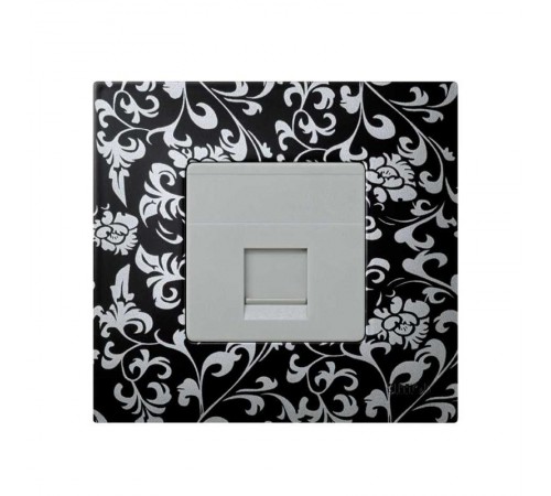 Simon 27 Адаптер со шторками на 1 коннектор AMP (UTP, FTP, RJ12), широкий модуль, S27, серый  27087-37  Simon