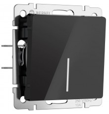 W1110148 Выключатель одноклавишный с подсветкой (черный акрил) a064025  Werkel