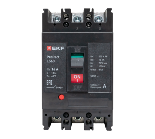 Выключатель автоматический LS63 15кА 3P 16А ProPact  mccb-63-15-3-16-ls  EKF