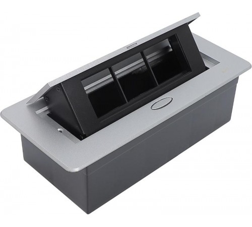 PRIMER Блок розеточный с выдвижной крышкой 6 мод. (45*22,5мм) серебро  PM-BR51-06-O-K23IEK