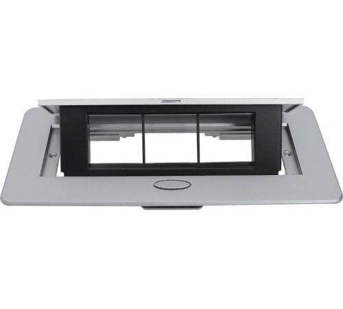 PRIMER Блок розеточный с выдвижной крышкой 6 мод. (45*22,5мм) серебро  PM-BR51-06-O-K23IEK