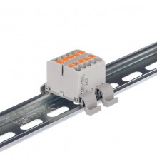 Блок распределительный с гориз. адаптером на рейку шириной 35мм, зажим push-in, 10 точек подключения 2,5 кв.мм, серый  DTP1-010-04SPUG-H  DKC