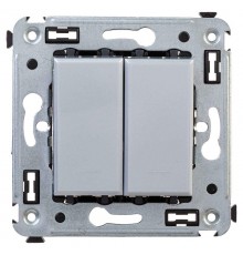 Выключатель двухклавишный в стену, "Avanti", "Закаленная сталь"  4404104  DKC