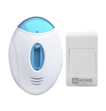 Звонок беспроводной ЗБ-3 32 мелодии 120м с подсветкой с кнопкой бело-голубой  4690612013312  IN HOME