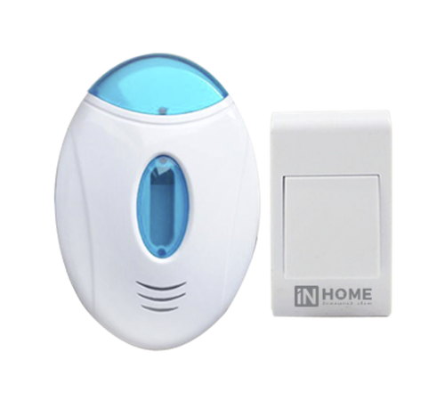 Звонок беспроводной ЗБ-3 32 мелодии 120м с подсветкой с кнопкой бело-голубой  4690612013312  IN HOME