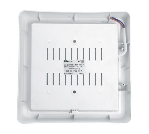 Светильник светодиодный накладной квадратный с ИК-датчиком , 25W, 2000Lm, 4000K, в пластиковом корпусе, IP20, AL3023  41804  FERON