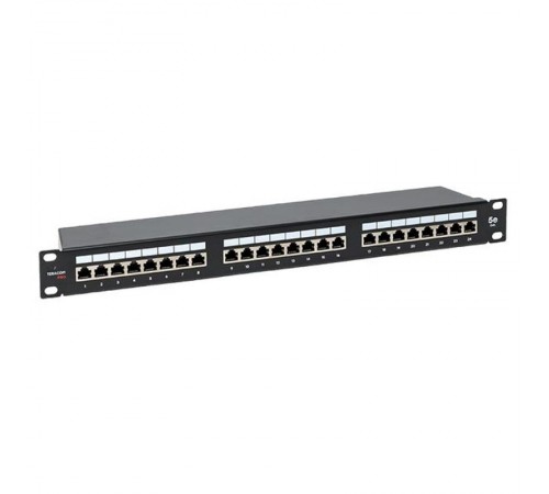 Патч-панель TERACOM PRO 19'' Cat.5E 1U полный экран STP 24 порта RJ-45 Dual IDC с органайз. TRP-PPNL-5ESTP-1U24  EKF