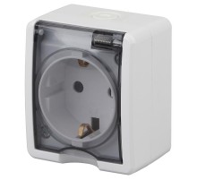 Розетка 11-2402-01  с заземлением IP54, шторки, 16АХ-250В, ОУ, Эксперт, Белый Б0020714  ЭРА