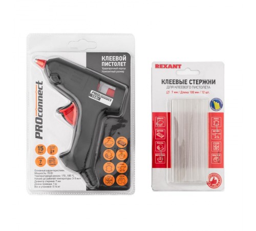 Набор ПК01 для творчества (пистолет 15Вт, стержни 7мм)  12-1701  REXANT