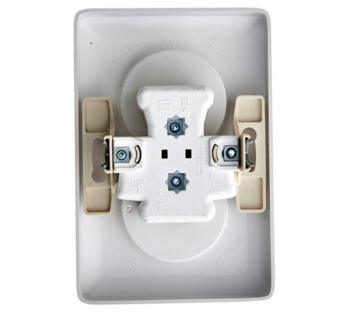 Хит Белый С/У Розетка 2-ая без заземления без шторок, 16А, 250В  RS16-235-B  SE