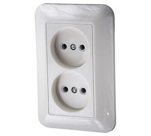 Хит Белый С/У Розетка 2-ая без заземления без шторок, 16А, 250В  RS16-235-B  SE