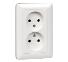 Хит Белый С/У Розетка 2-ая без заземления без шторок, 16А, 250В  RS16-235-B  SE