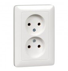 Хит Белый С/У Розетка 2-ая без заземления без шторок, 16А, 250В  RS16-235-B  SE