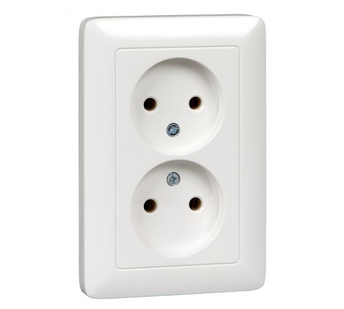Хит Белый С/У Розетка 2-ая без заземления без шторок, 16А, 250В  RS16-235-B  SE