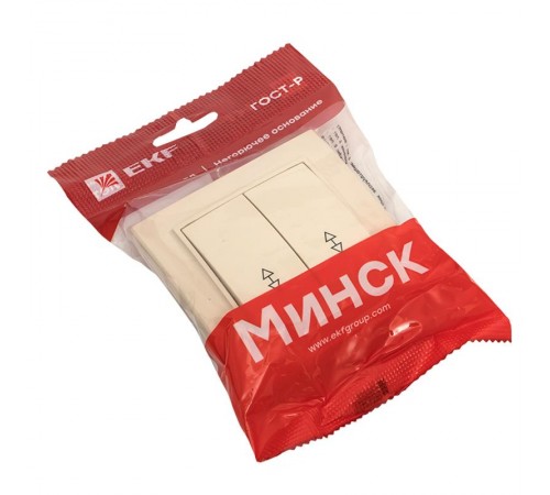 Выключатель 2-кл. СП проходной 10А бежевый Минск EKFERV10-026-20EKF